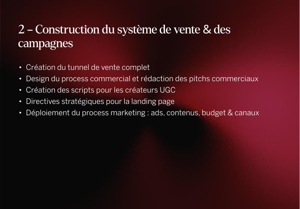 Construction du système de vente et des campagnes