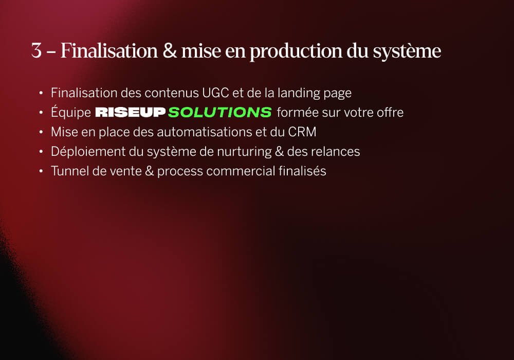 Finalisation et mise en production du système